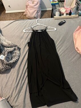 Jessica Simpson Black Halter Maxi Dress with Beaded Neckline